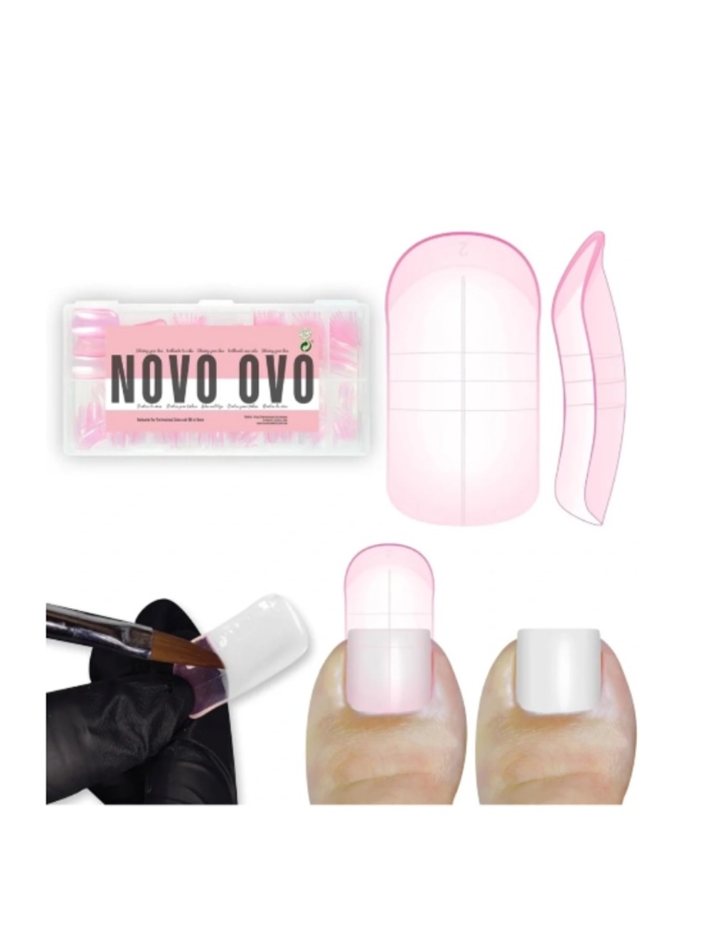 Pink Poly Gel Toe Nail Forms 300 Piece Set